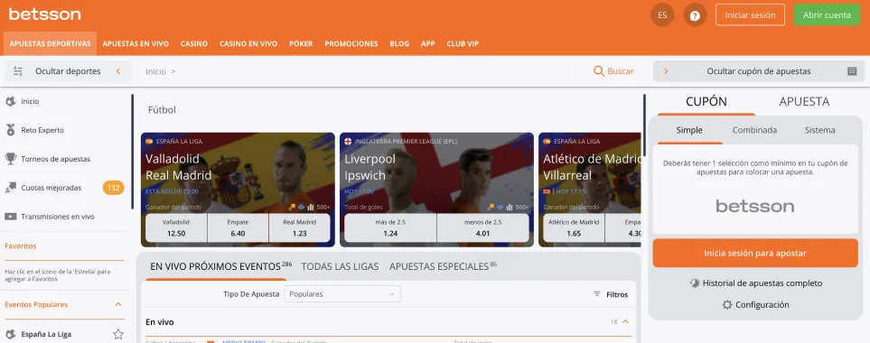 Casa de apuestas Betsson.